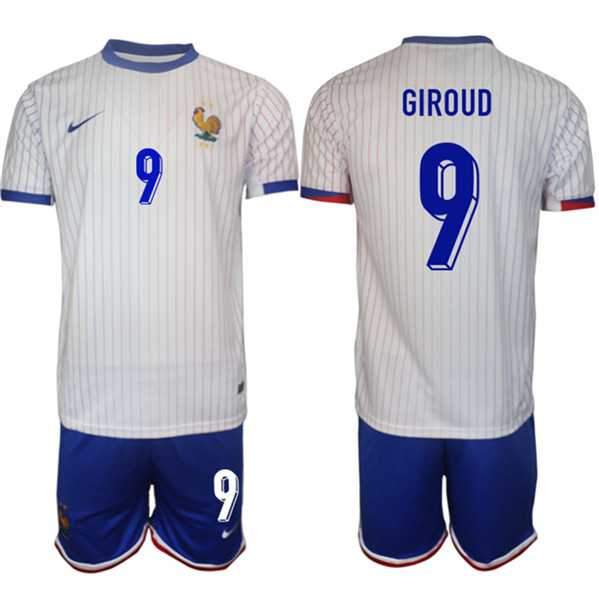 Men's France #9 Olivier Giroud White 2024-25 Away Soccer Jersey Suit,We sell and wholesale Men's France #9 Olivier Giroud White 2024-25 Away Soccer Jersey Suit on line form chian!